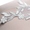 1 Pair Silver White Alencon Lace Applique with Sequins and Elongated Leaf Design